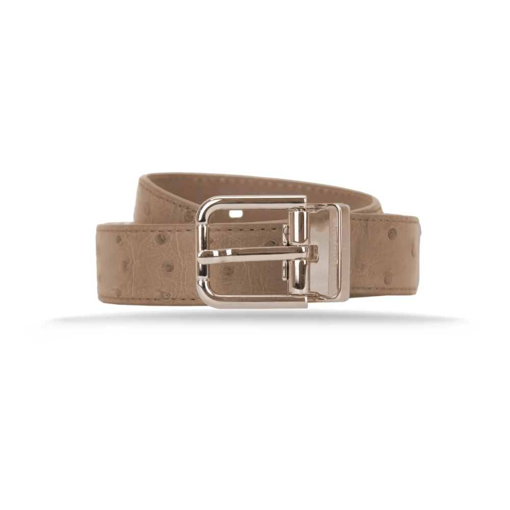 Dolce & Gabbana Herren Beige - Ostrich Leather Belt - Accessories - 105 Cm