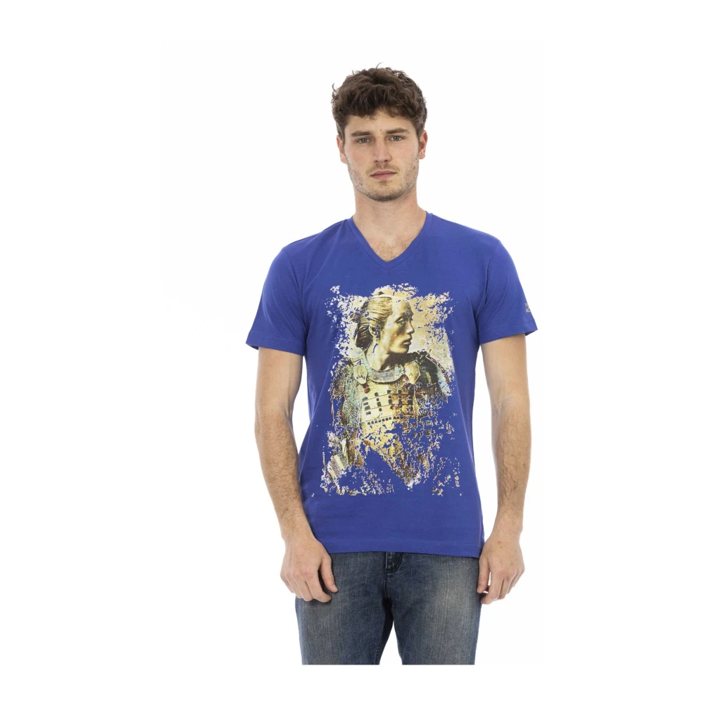 Trussardi Herren Blau - Kurzarm V-Ausschnitt T-Shirt - Tops - S