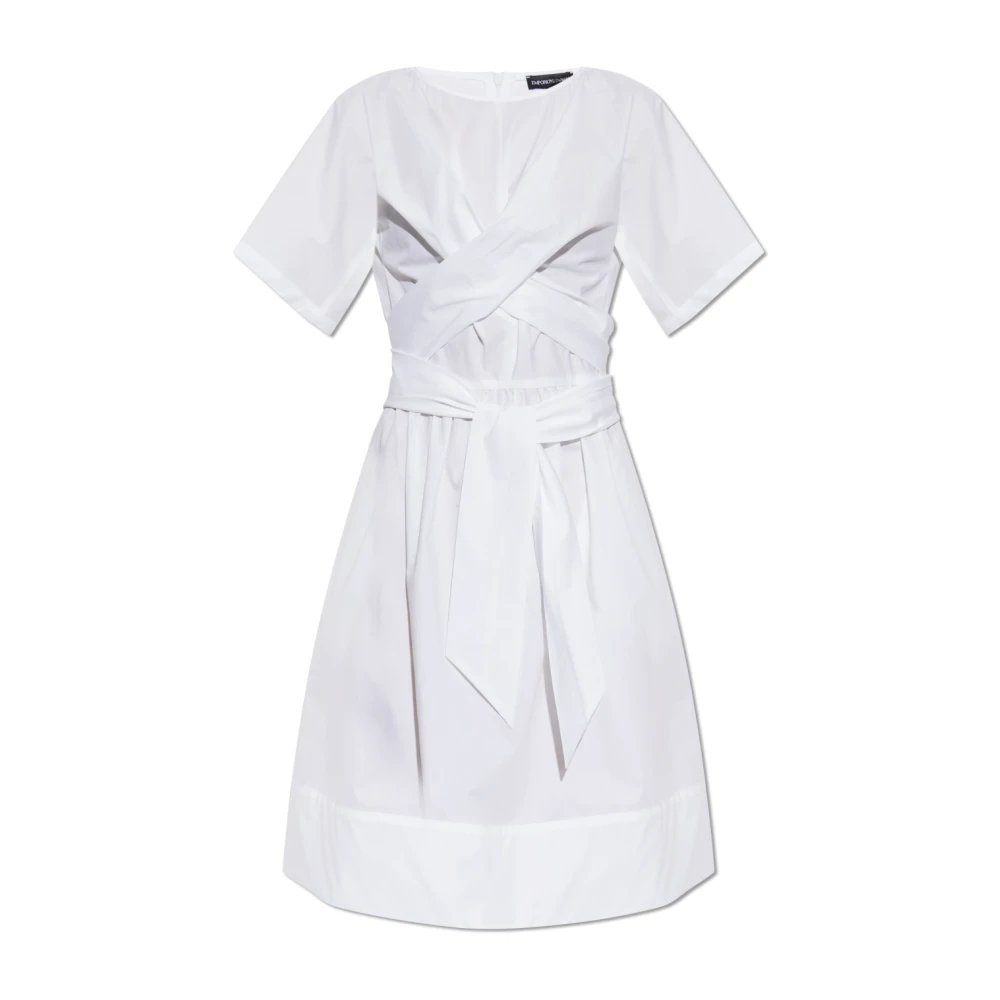Emporio Armani Damen Weiß - Kleid Mit Bindegürtel - Dresses - S