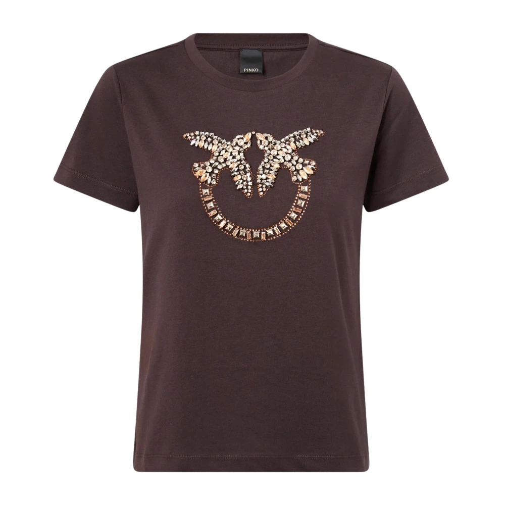 Pinko Damen Braun - T-Shirt Mit Logo Love Birds Als Schmuckmuster - Xs - Bild 3