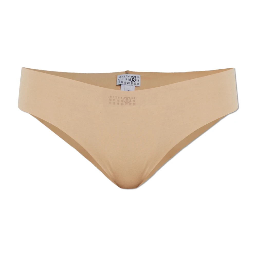 Mm6 Maison Margiela Damen Beige - Logo-Detail Slips - Underwear - L