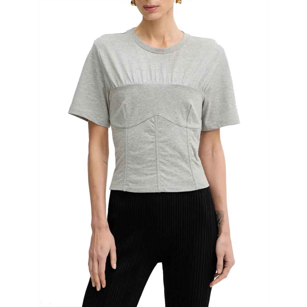 Patrizia Pepe Damen Grau - Cotton Bustier T-Shirt - Tops - S