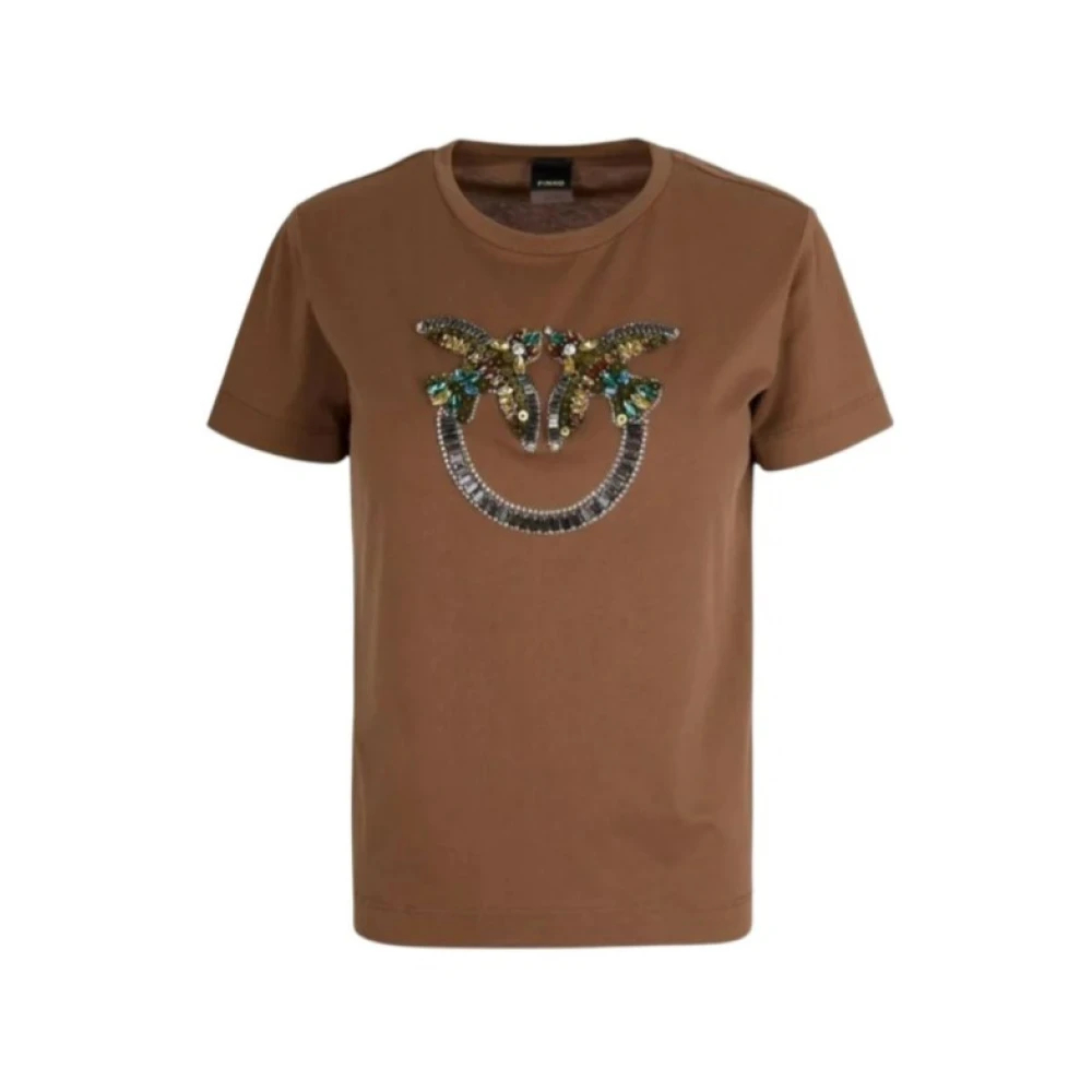 Pinko Damen Braun - T-Shirt Mit Rundhalsausschnitt - Tops - Xs