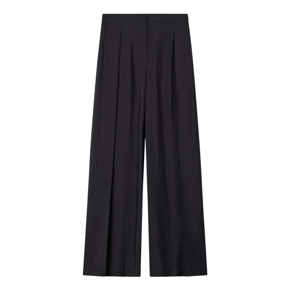 Emporio Armani Damen Schwarz - Weite Hosen Mit Tiefen Bundfalten - Trousers - K - L