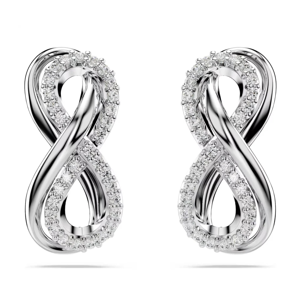 Swarovski Hyperbola Ohrstecker, Unendlichkeit, Rhodiniert Weiß - Bild 3
