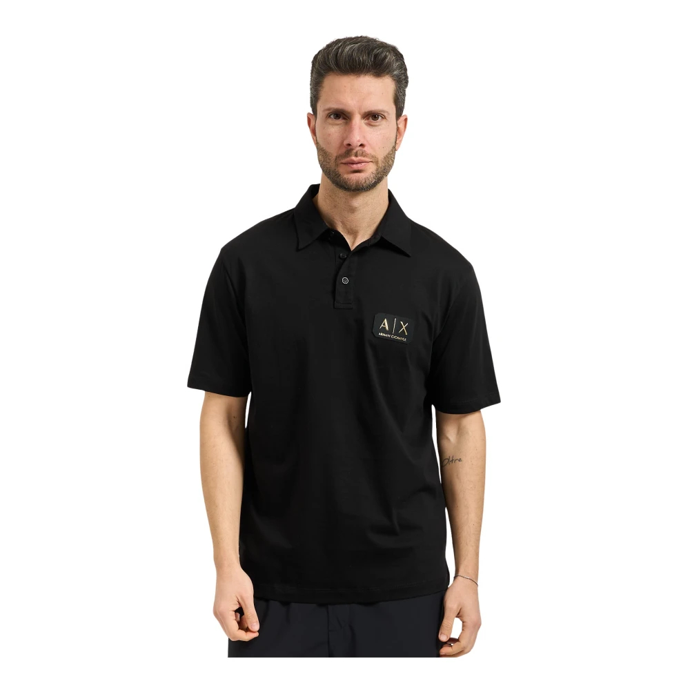 Armani Exchange Herren Schwarz - Cotton Polo Shirt - Tops - K - 2XL