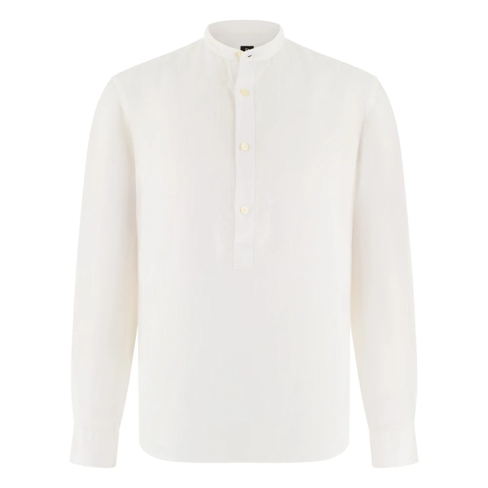 Boggi Milano Herren Weiß - Regular Fit Leinenhemd - Shirts - S