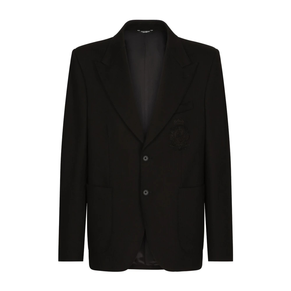 Dolce & Gabbana - Viskose-Blazer Mit Gesticktem Logo-Patch - Jackets - Herren - Schwarzk - L - Bild 4