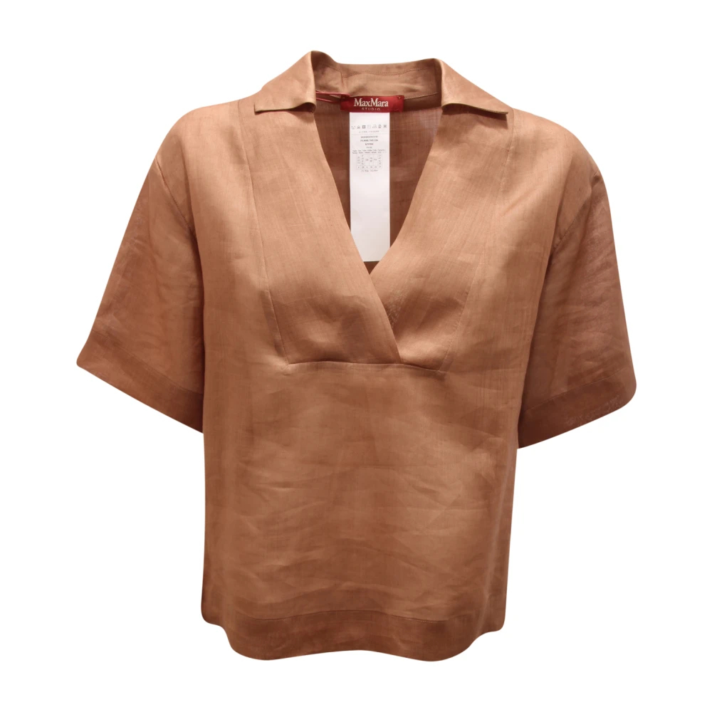 Max Mara Damen Braun - Linen Studio Shirt - Blouses & Shirts - 2XS