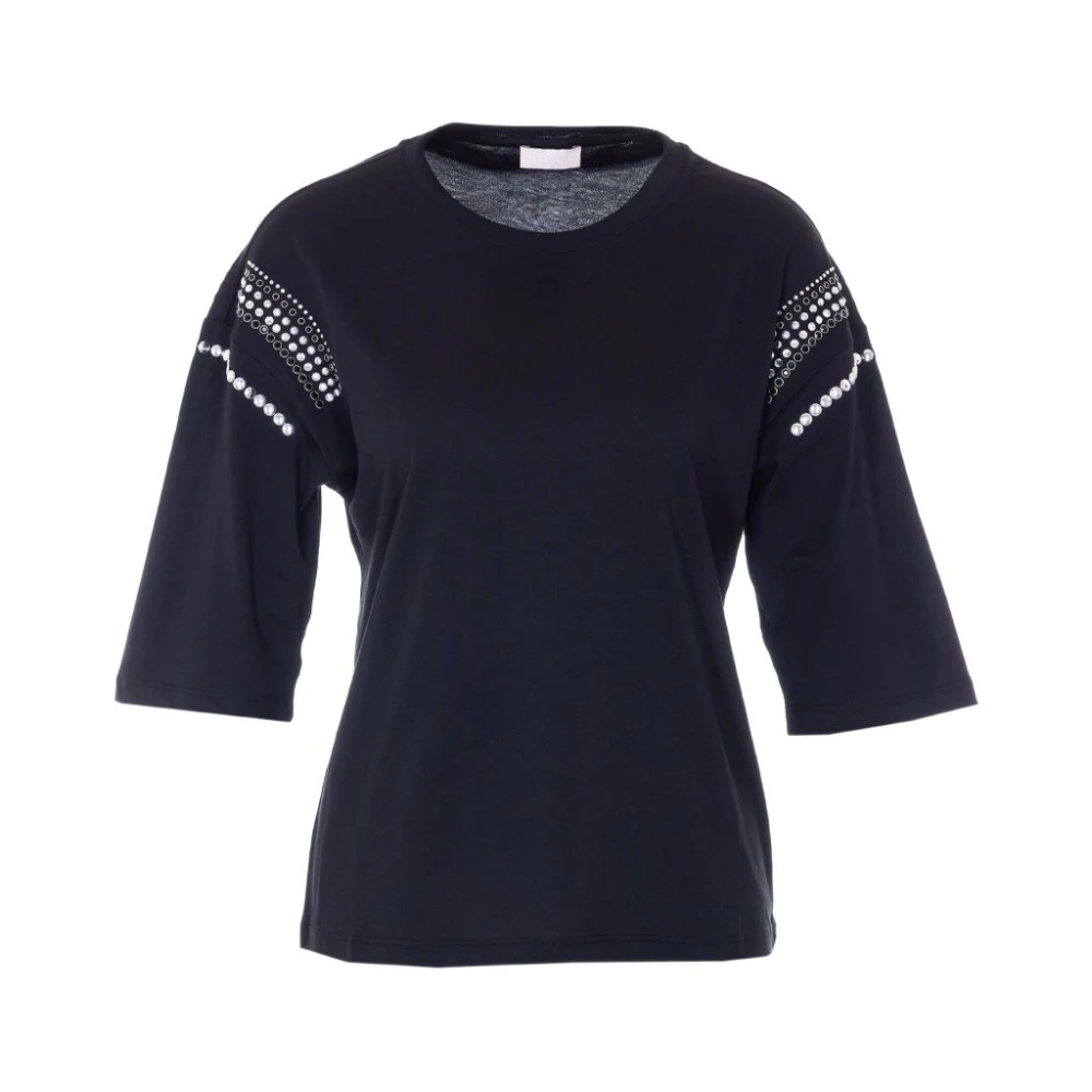 Liu Jo Damen Schwarz - T-Shirt Mit Schmuckdetails - Tops - K -Xs
