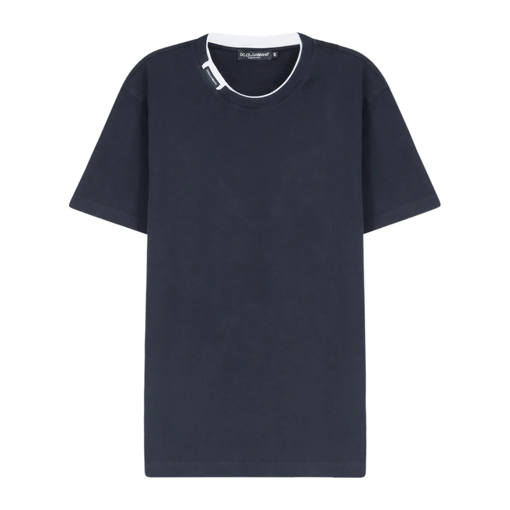 Dolce & Gabbana - T-Shirt Mit Rundhalsausschnitt - Tops - Herren - Blau - Xl