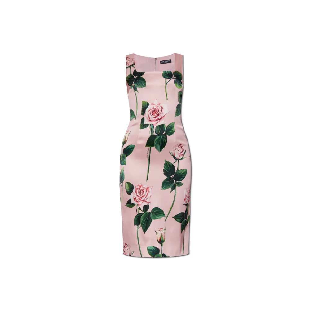 Dolce & Gabbana Damen Rosa - Kleid Mit Blumenmuster - Dresses - M