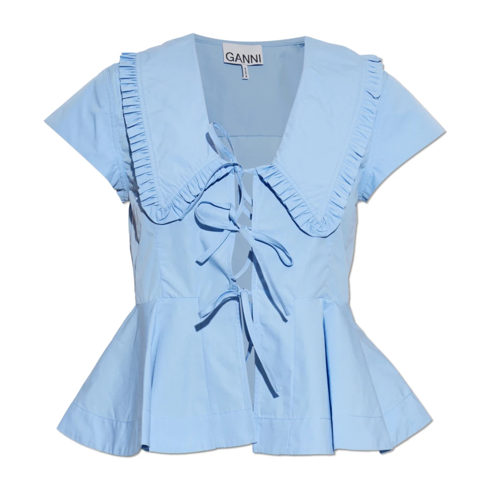 Ganni - Peplum-Oberteil - Blouses & Shirts - Damen - Blau - S