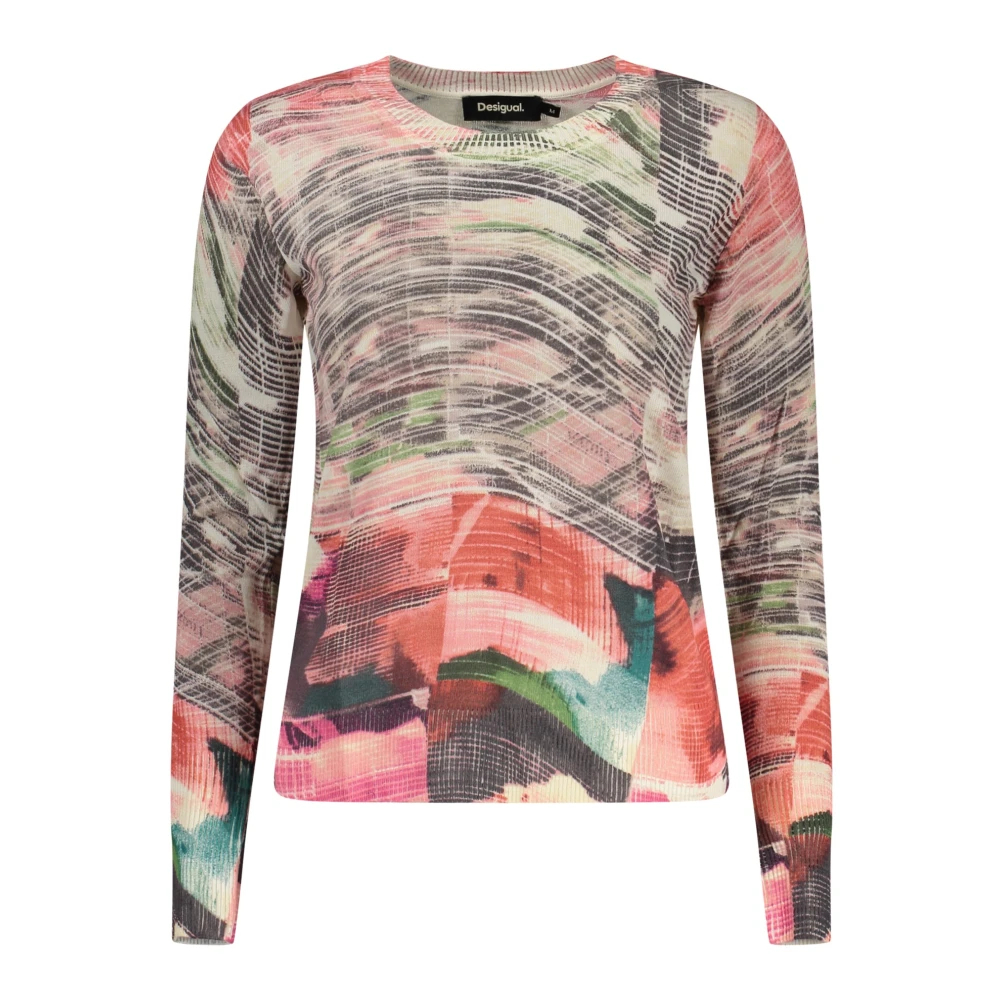 Desigual Damen Rot Fein Bedruckter Pullover, L - Bild 6