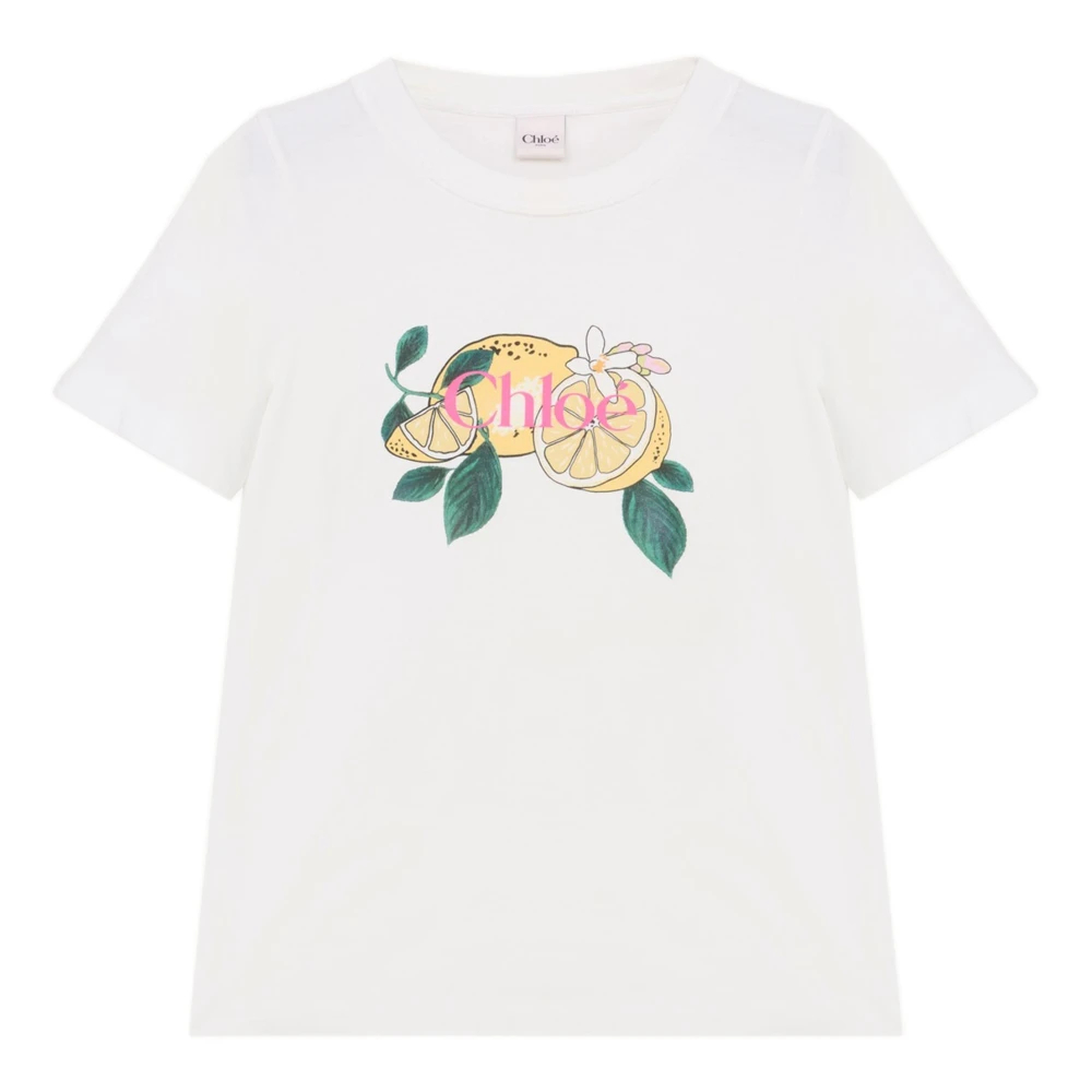 Chloé - T-Shirt Aus Baumwolle Mit Zitronenprint - Tops - Damen - Weiß - M - Bild 5
