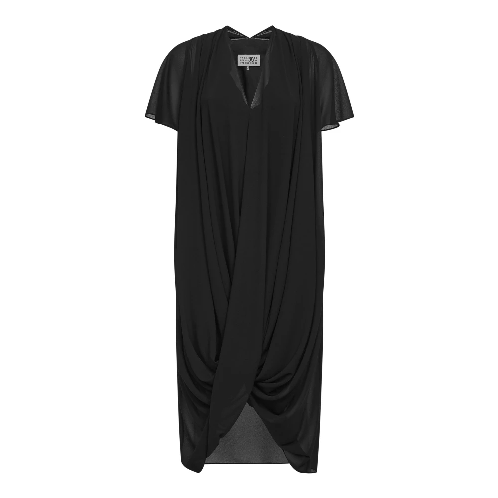 Mm6 Maison Margiela Damen Schwarz - Asymmetrisches Midikleid - Dresses - K - 2XS