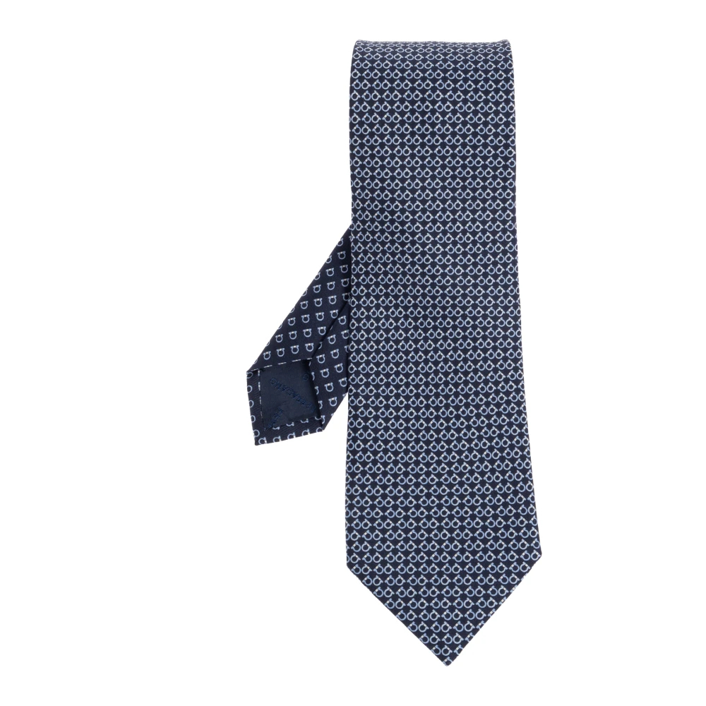 Ferragamo Herren Blau Seidenkrawatte Mit Gancini Square-Print - Bild 3