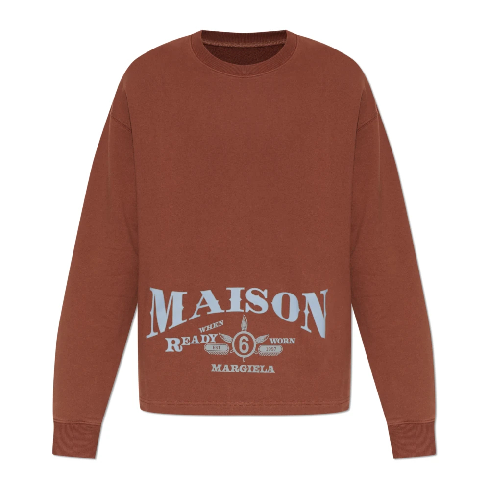 Mm6 Maison Margiela Herren Braun - Es Bedrucktes Sweatshirt - Sweatshirts & Hoodies - Xl