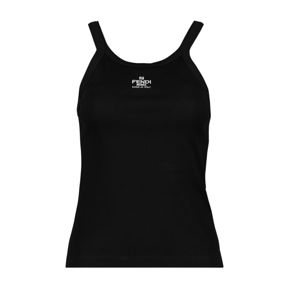 Fendi Damen Schwarz - Geripptes Tanktop - Tops - K - Xs