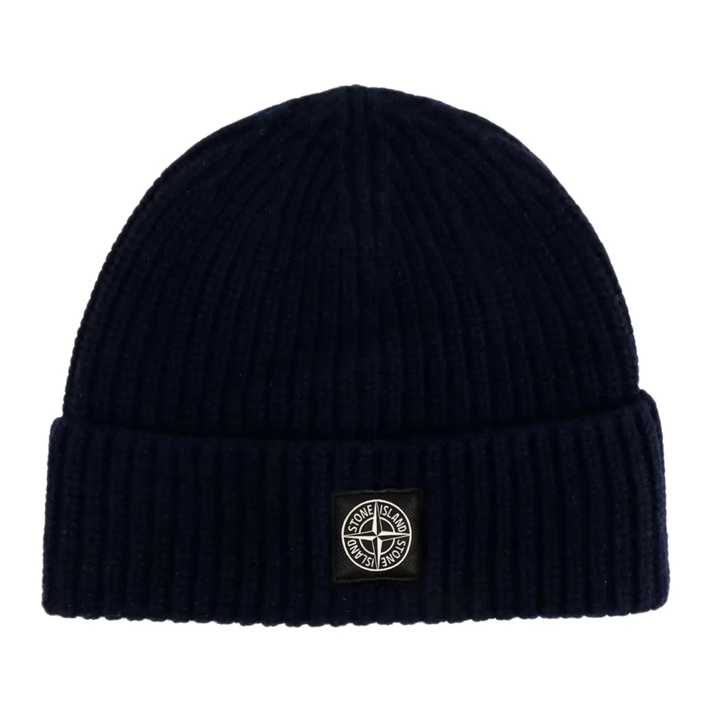 Stone Island - Logo Patch Ribbed Beanie - Accessories - Herren - Blau - One Size - Bild 6