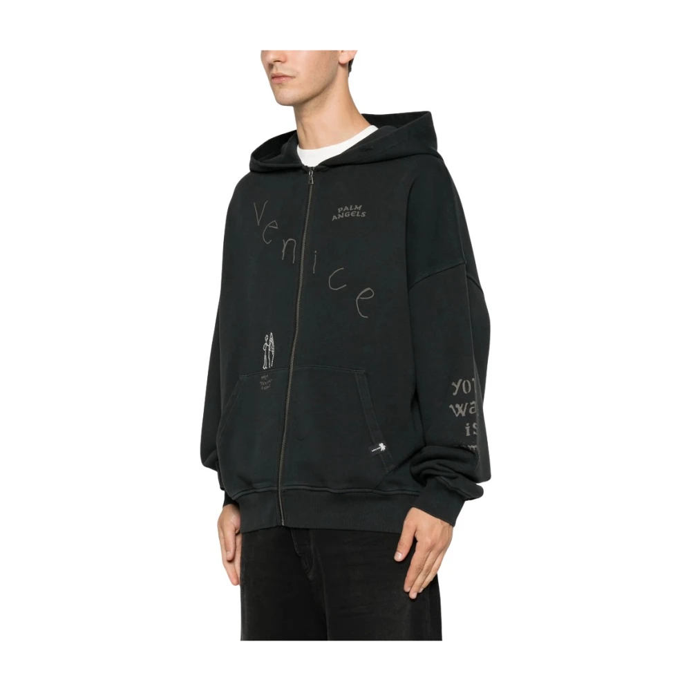 Palm Angels Herren Schwarz - Reißverschluss-Sweatshirt - Sweatshirts & Hoodies - K - Xs