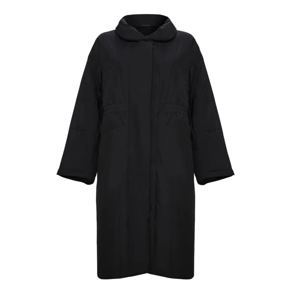 Cesare Gaspari Damen Schwarz - Langer Steppmantel - Coats - K - L