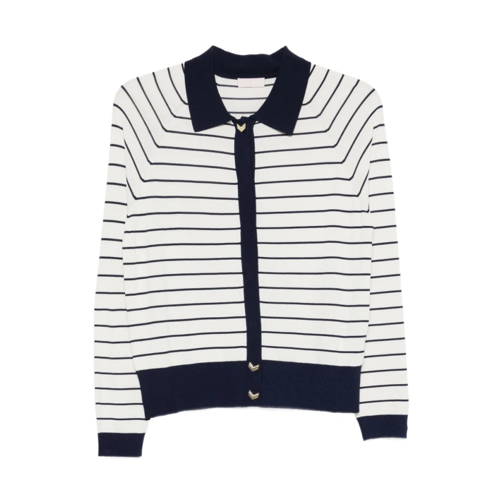Liu Jo Damen Weiß - Gestreifte Strickjacke - Knitwear - L