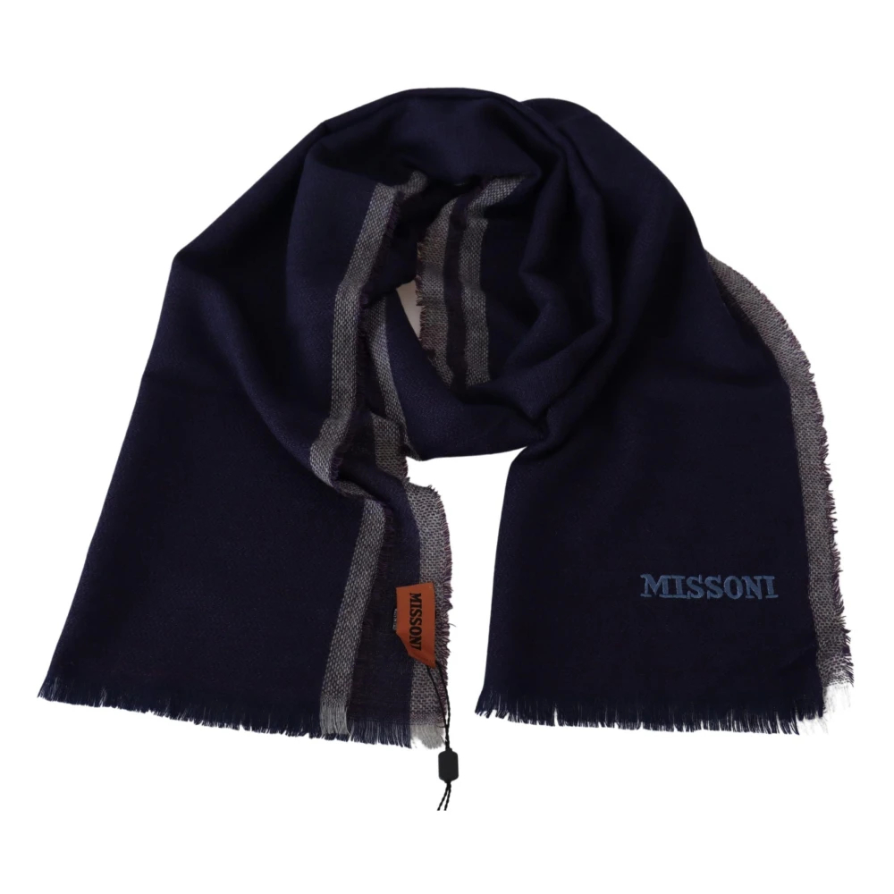 Missoni Unisex Blau - Gestreifter Wollschal - Accessories - One Size