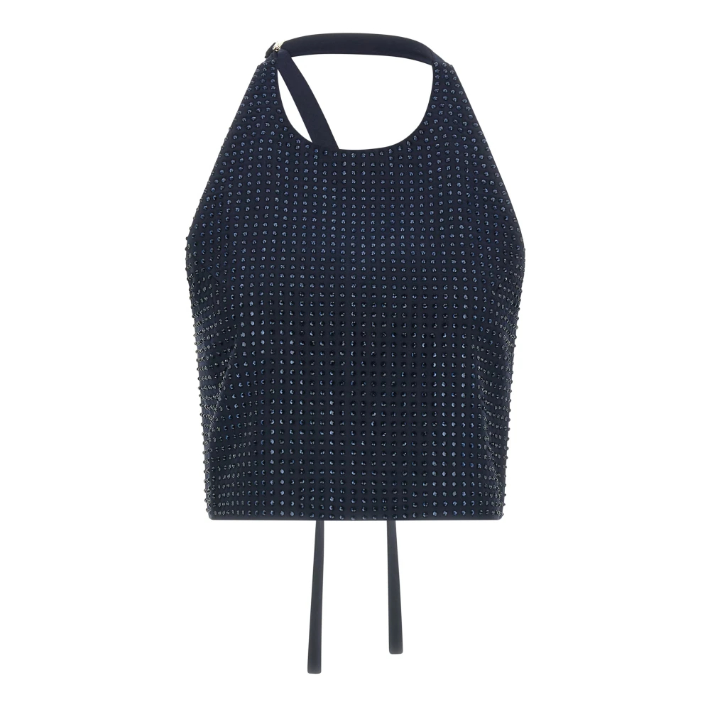 Pinko Damen Blau - Top Mit Freiem Rücken, Vollständig Mit Strasssteinen Besetzt - 40 - Bild 6