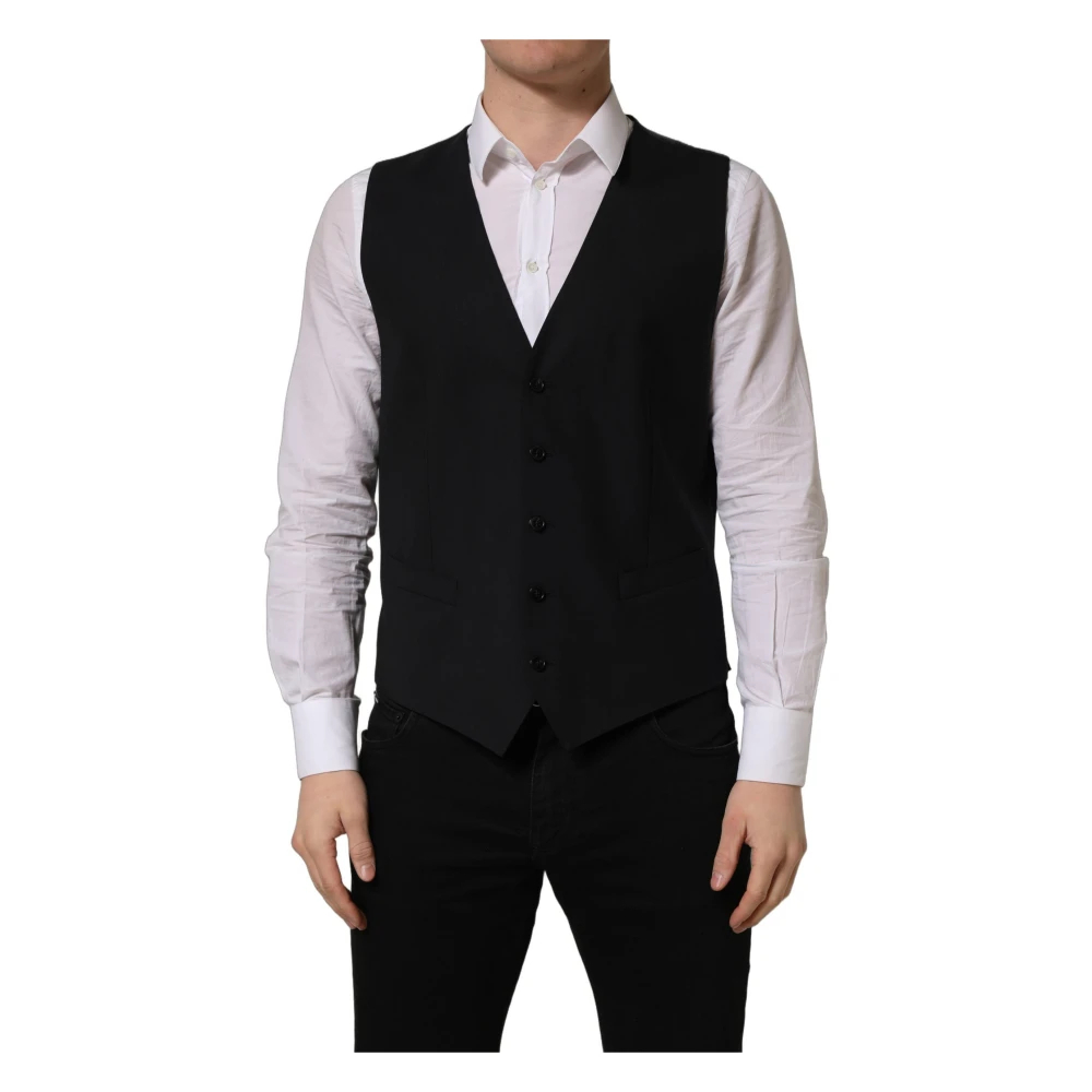 Dolce & Gabbana Herren Schwarz - Einreihige Westenweste - Suits - K - 3XL