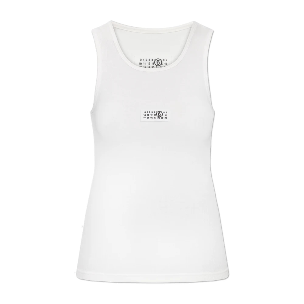 Mm6 Maison Margiela Damen Weiß - Geripptes - Ärmelloses Top - Tops - M
