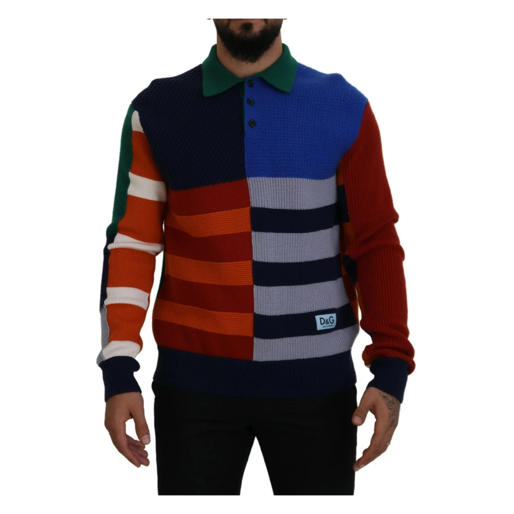 Dolce & Gabbana Herren Multicolor - Gestreifter Wollpullover - Sweatshirts & Hoodies - Mehrfarbig -M