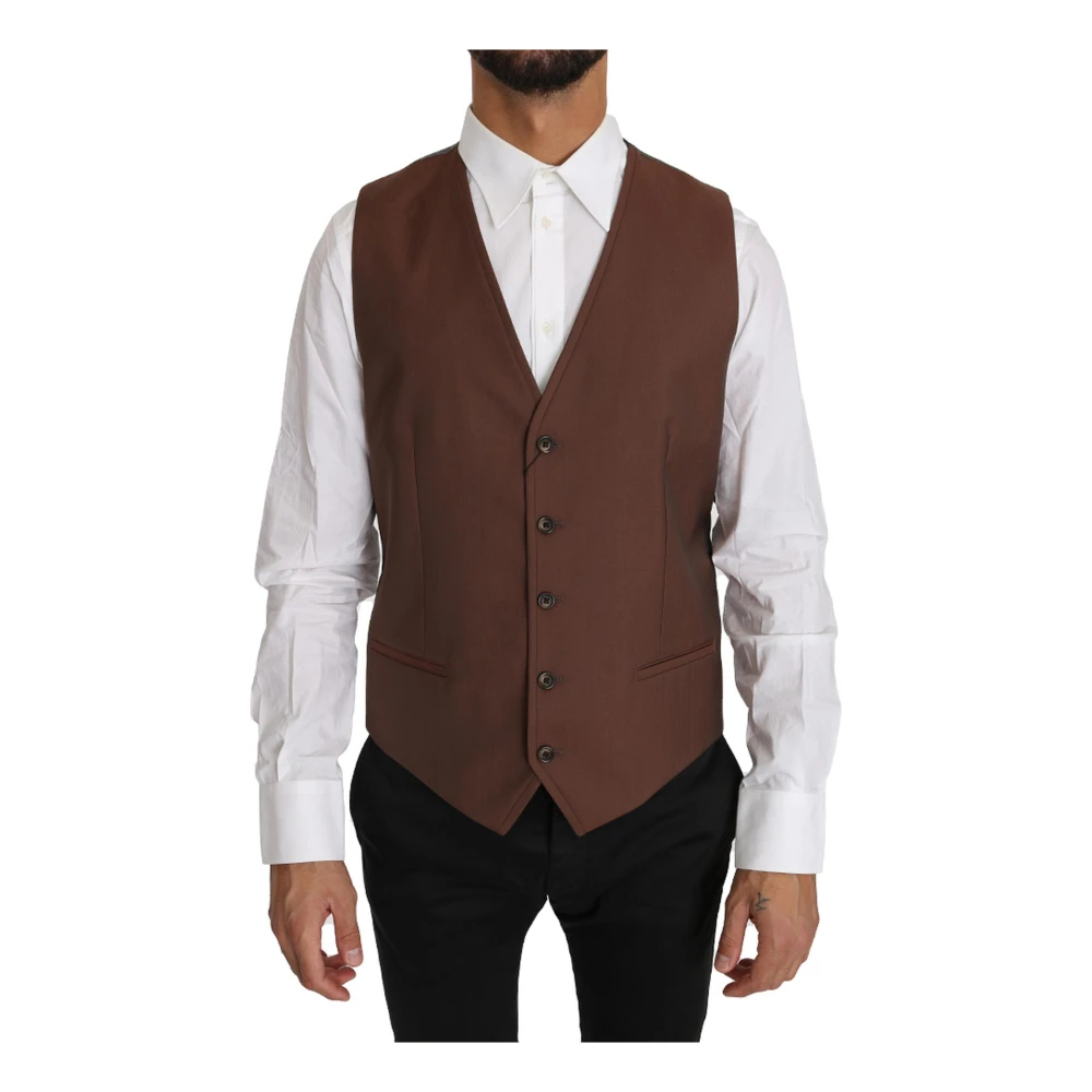 Dolce & Gabbana Herren Braun - Luxuriöse Wollseidenweste - Suits - L