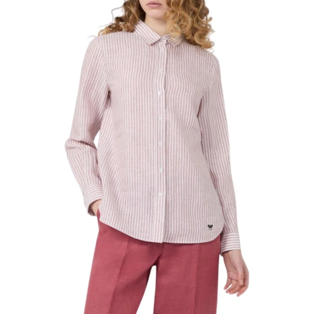 Weekend Max Mara Damen Rosa - Gestreiftes Leinenhemd - Blouses & Shirts - S