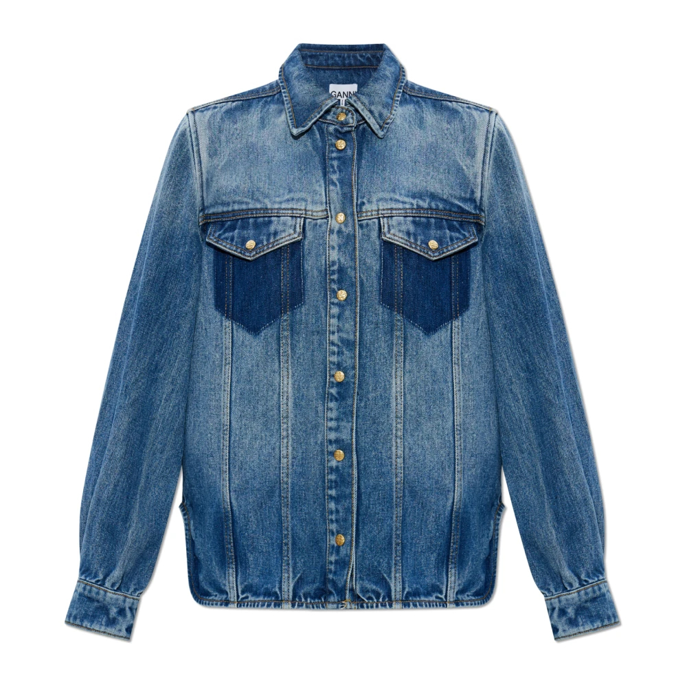 Ganni Damen Blau - Denim Shirt - Blouses & Shirts - M