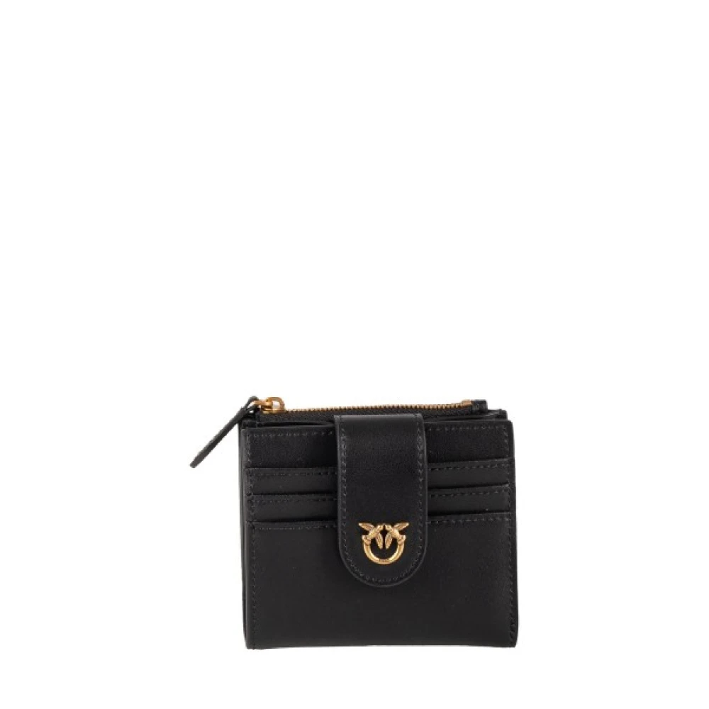 Pinko - Ledergeldbörse Mit Reißverschluss Und Knopfverschluss - Accessories - Damen - Schwarzk - One Size - Bild 11