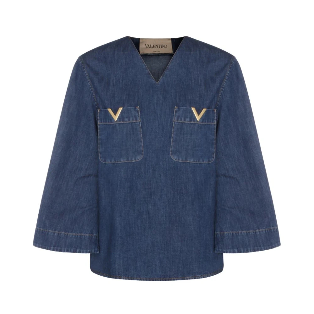 Valentino Garavani Damen Blau - Vgold Top - Blouses & Shirts - Xs