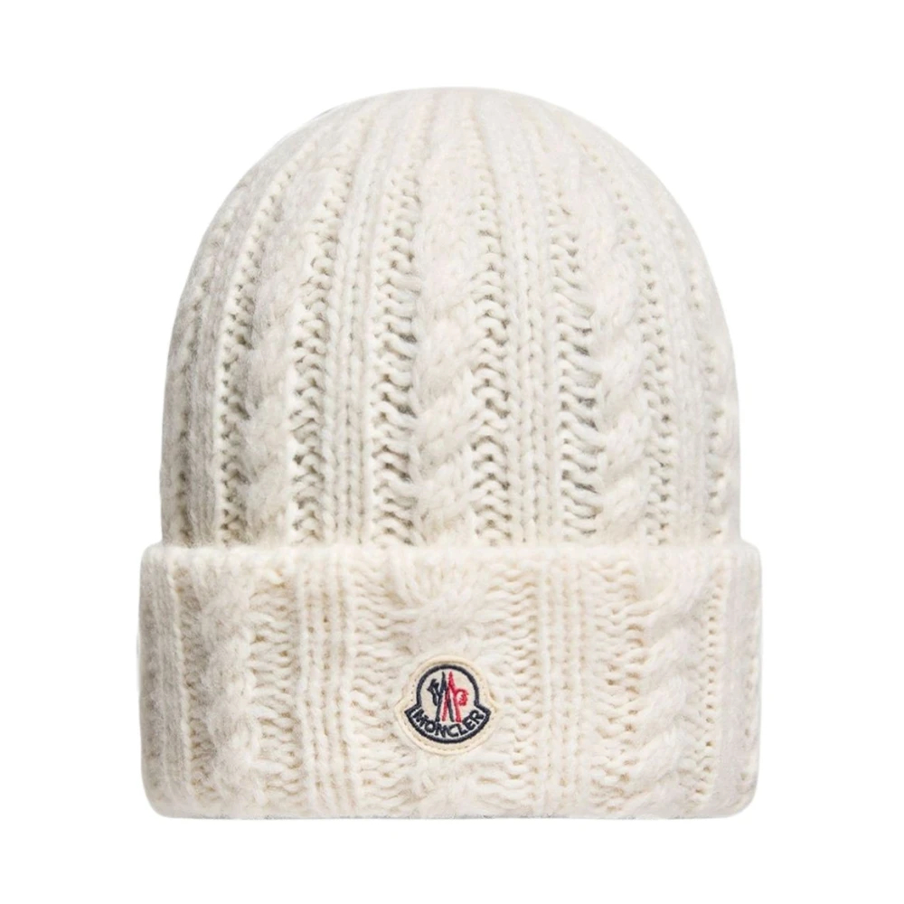 Moncler Mütze Aus Wollmischung Mit Zopfmusterstrick für Damen in Weiss - Bild 4