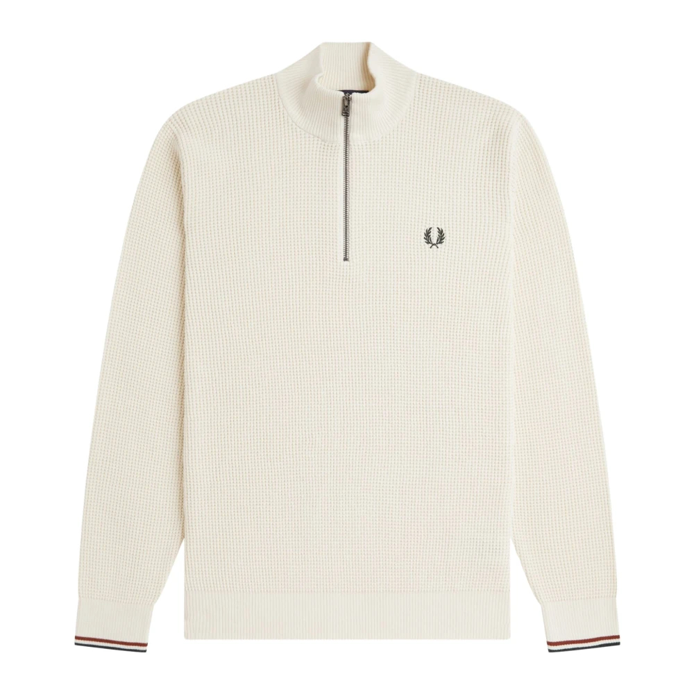 Fred Perry Waffle Stitch Zip Fleece Weiss in Herren Größe S - Bild 9