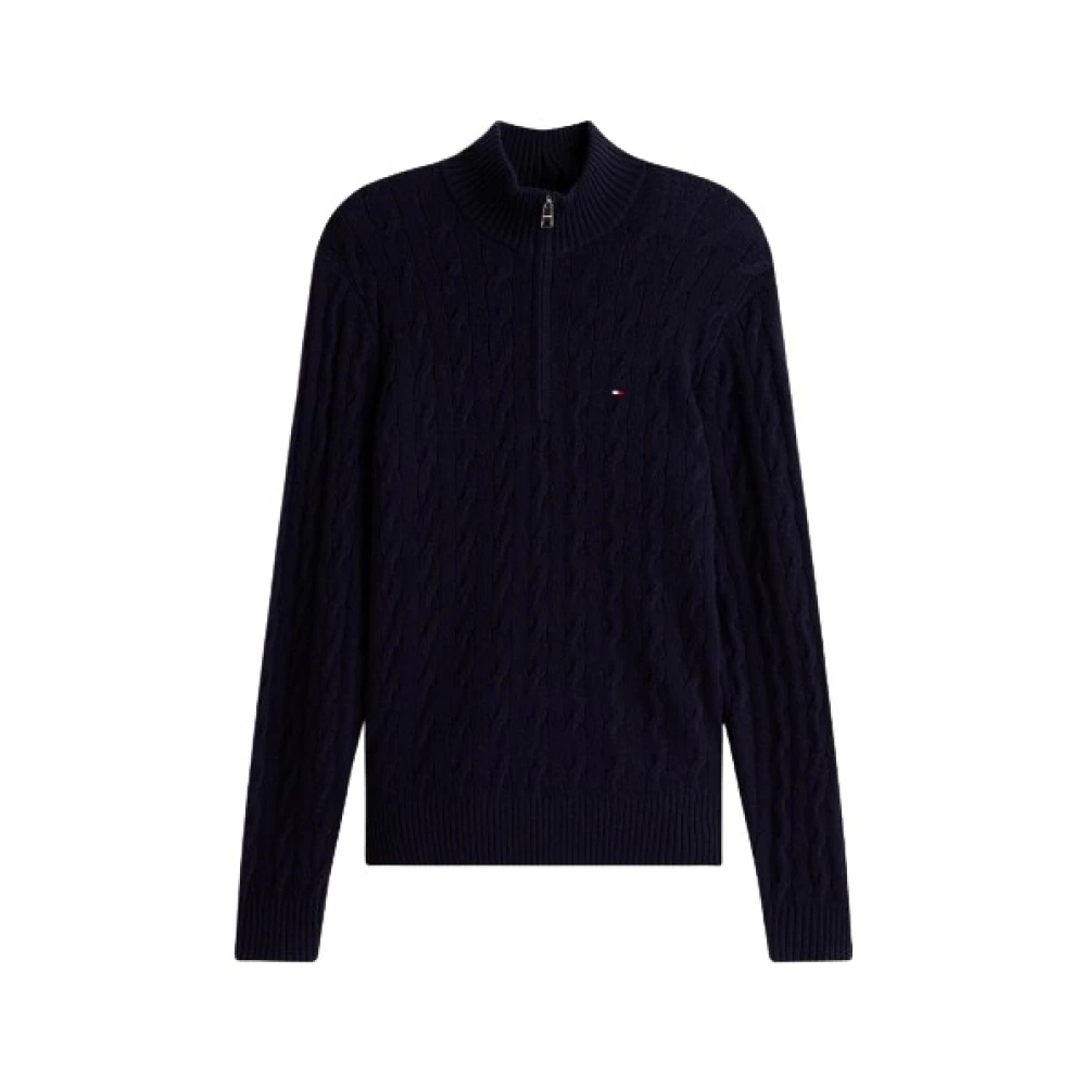 Tommy Hilfiger Herren Blau - Troyer Mit Zopfmuster - Gr. - L - Bild 4