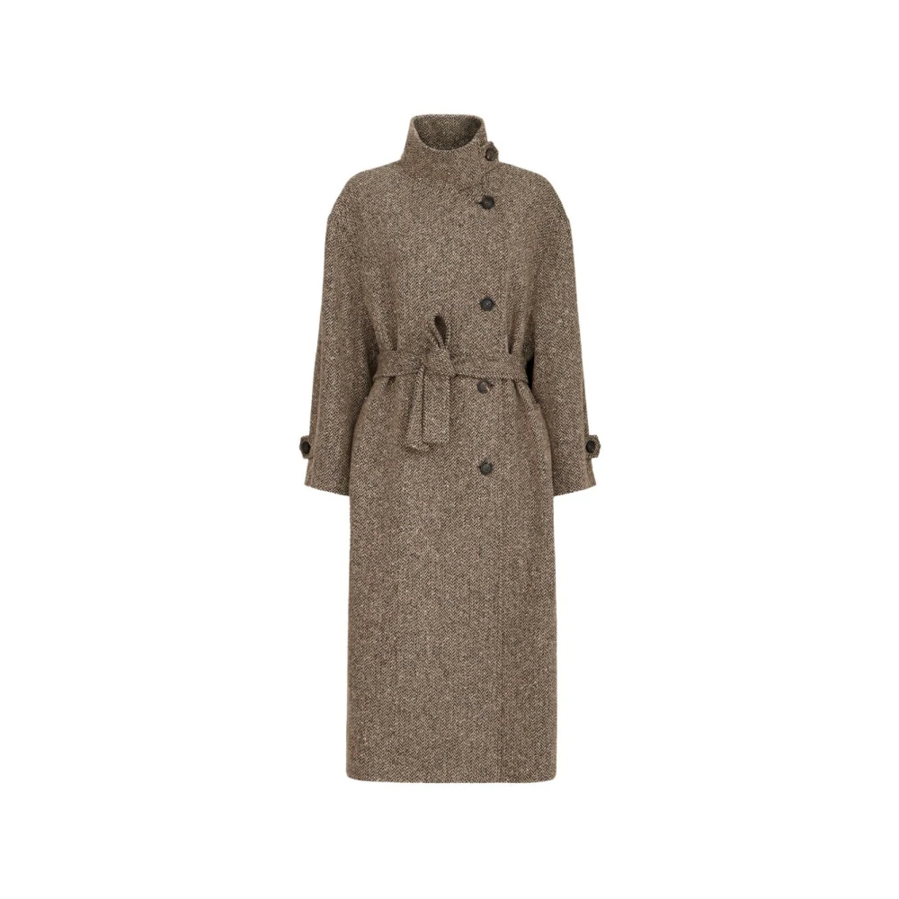 BRUNELLO CUCINELLI | Light brown Sparkling chevron belted coat | female | 42 - Bild 6