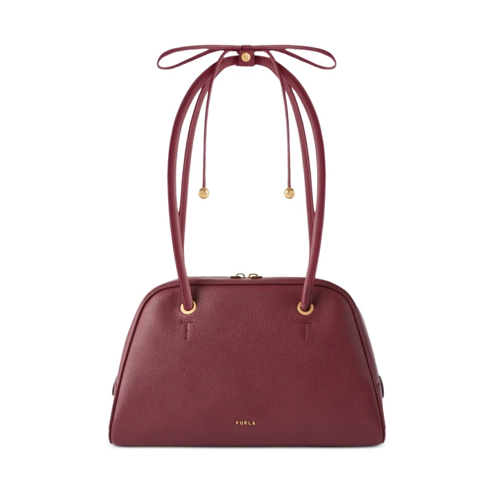 Furla Poppy Sac À Main M Red Apple Rouge Cuir Grainé Diamant + Cuir De Veau Sidney Femme - Bild 6