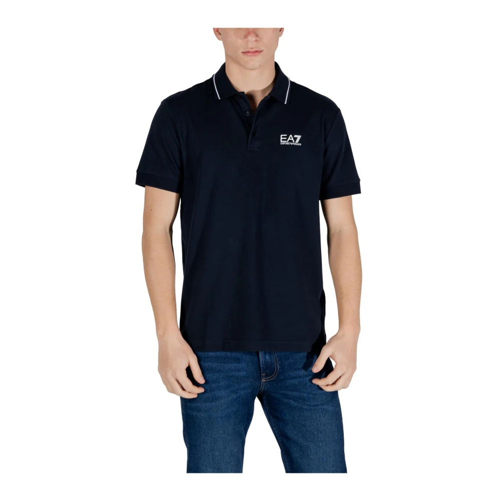 Emporio Armani Ea7 - Dunkelblaues Poloshirt Mit Weißer Paspelierung - Tops - Herren - Blau - S - Bild 5