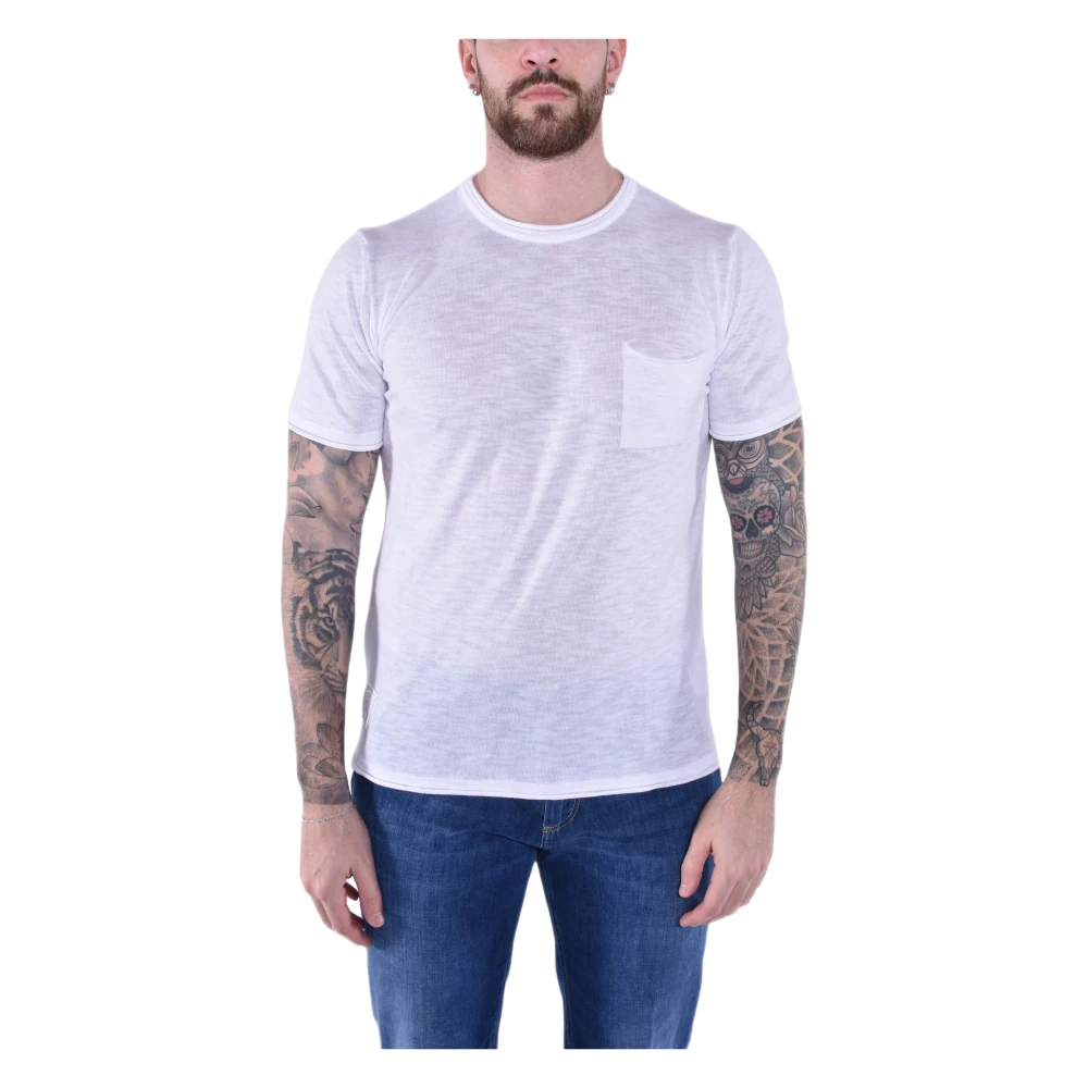 Blauer Herren Weiß - Leichtes Rundhals-T-Shirt Mit Tasche - Tops - S