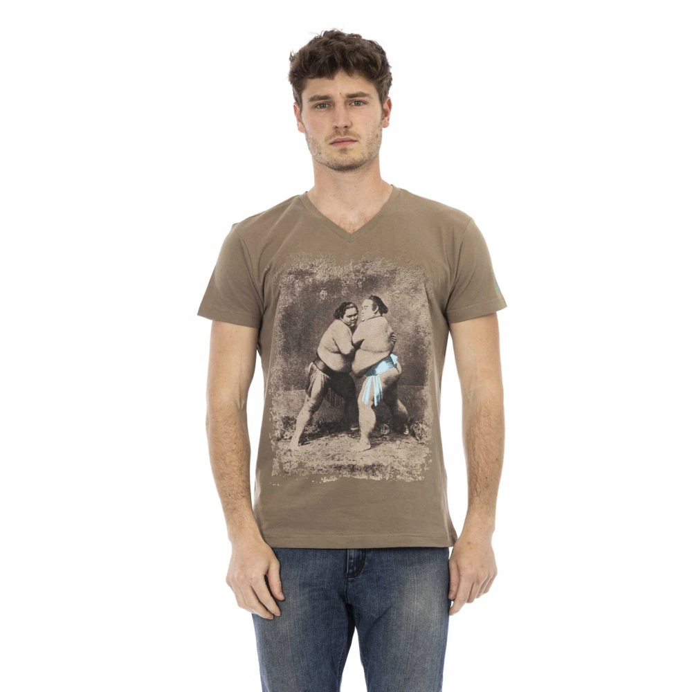 Trussardi Herren Braun - Kurzarm V-Ausschnitt T-Shirt - Tops - S