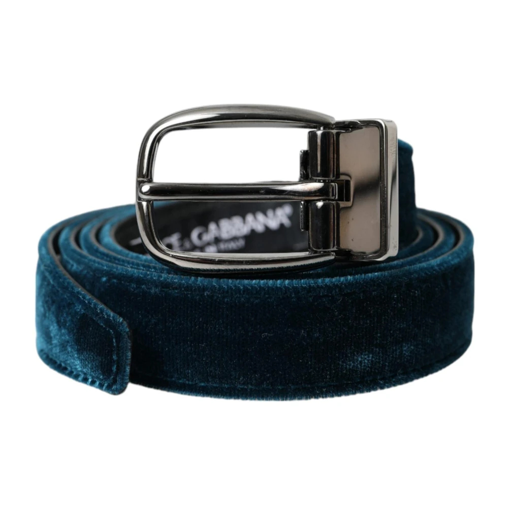 Dolce & Gabbana Herren Blau - Es Samt Metall Schnalle Gürtel - Accessories - One Size