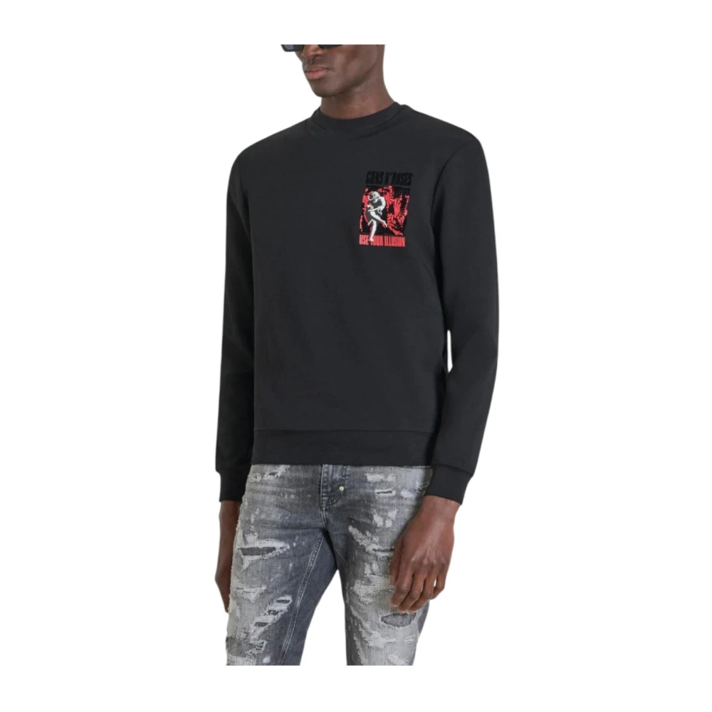Antony Morato Herren Schwarz - Guns N' Roses Fleece Sweatshirt - Sweatshirts & Hoodies - K - S
