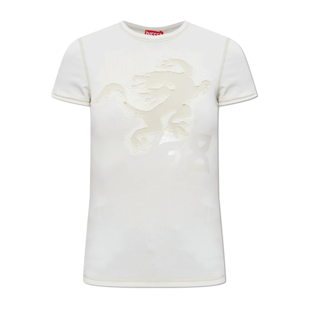 Diesel Damen Weiß - T-Uncuties-Longer-Aa1 T-Shirt - Tops - 2XS