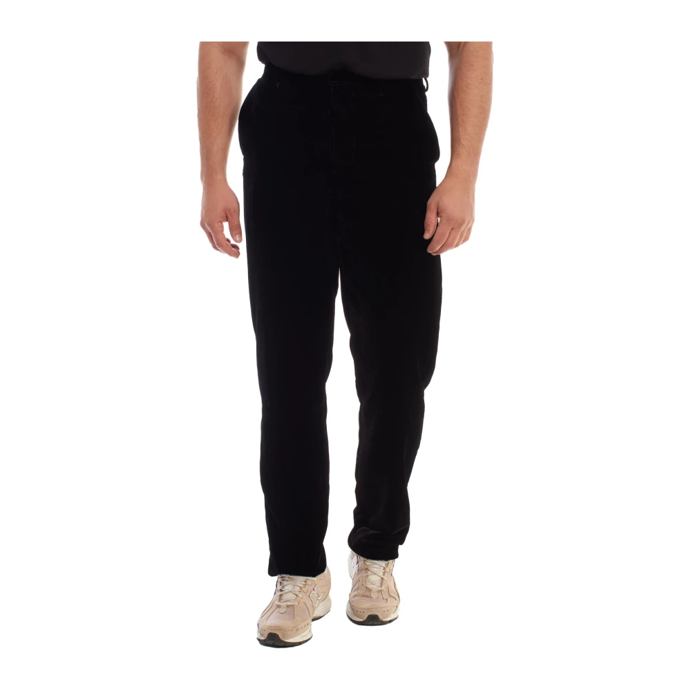 Emporio Armani Herren Schwarz - Samt Hose Mit Raffiniertem Stil - Trousers - K - M