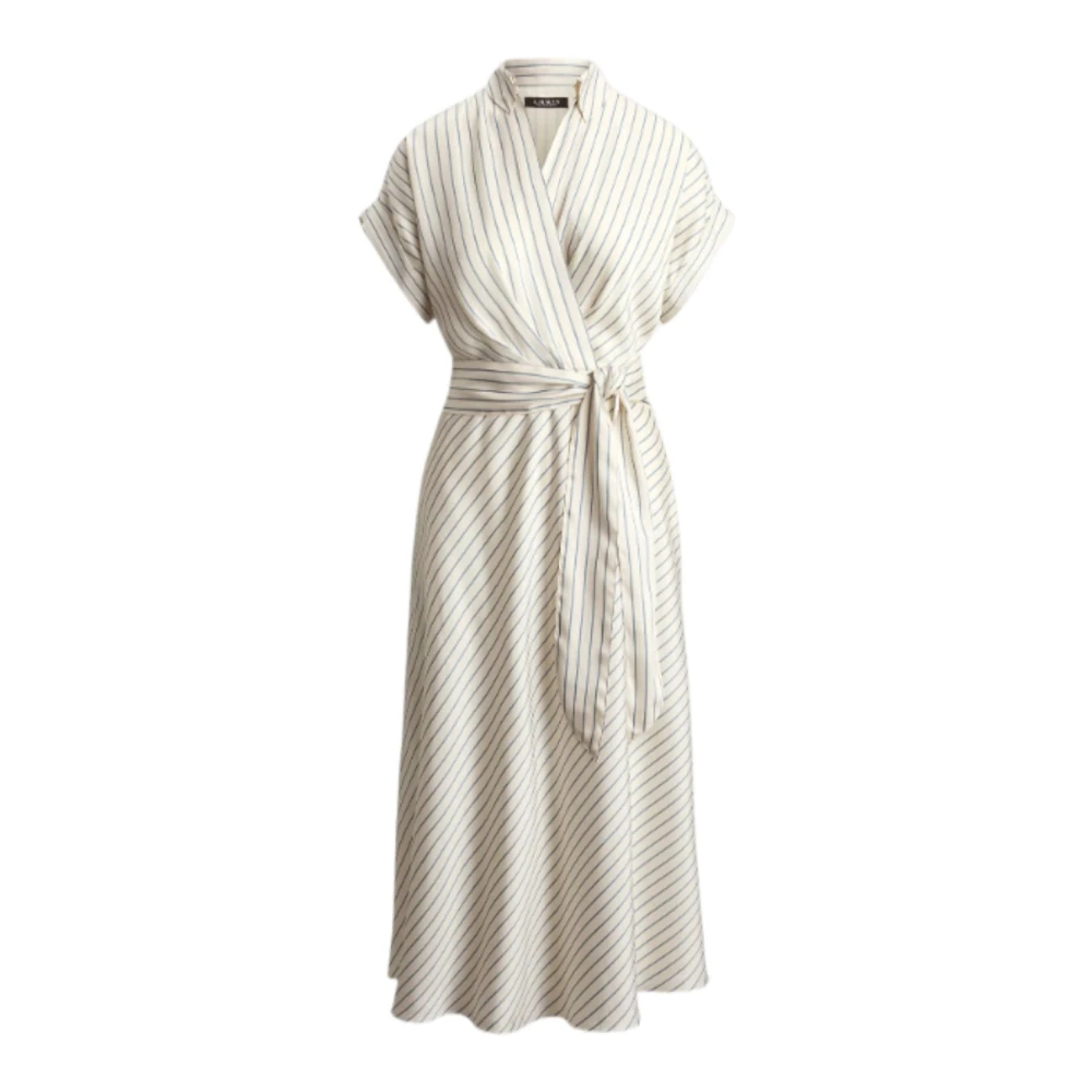 Ralph Lauren Damen Beige - Gestreiftes Cross-Over Midikleid Mit V-Ausschnitt - Dresses - 3XS